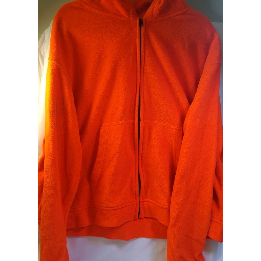 Red Head Orange Hunting Fleece Zip Up Hooded Jacket For Men